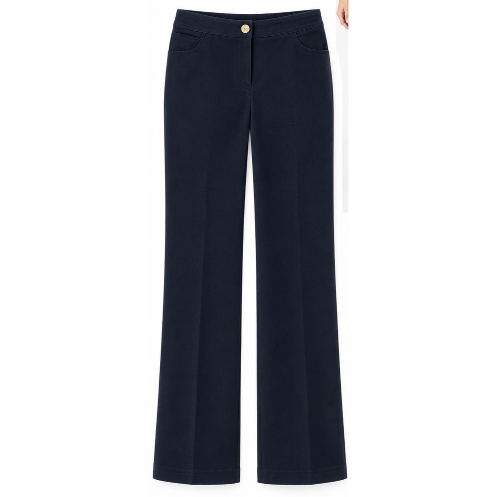 St John Collection Marie Gray Black Wide Leg Pants Sz 10 Gold Hardware Luxury